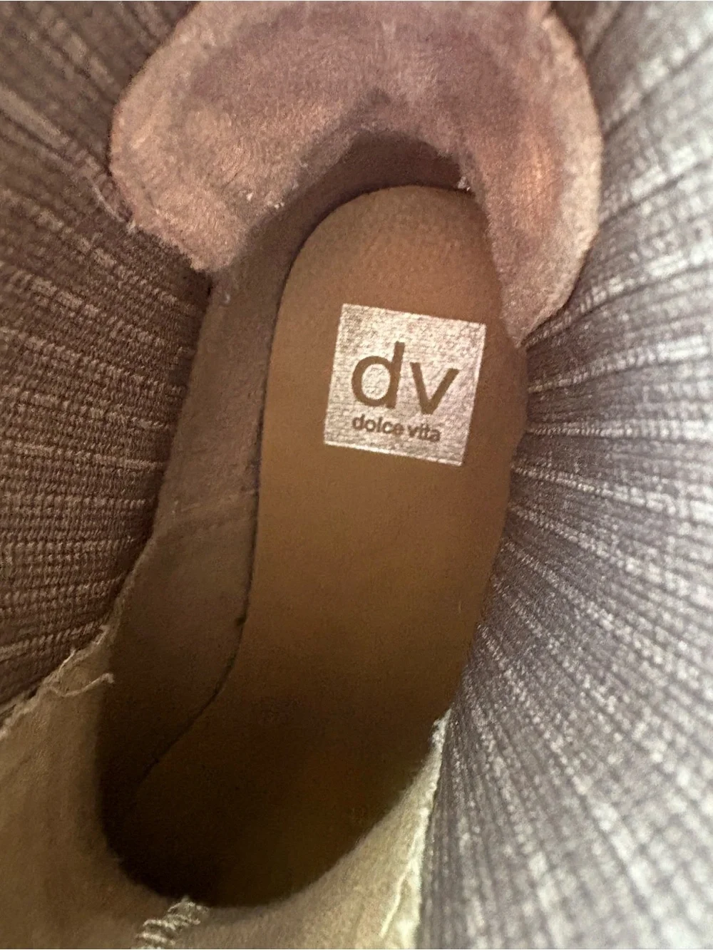 Dolce Vita Taupe Suede Rib-Knit Chelsea Bootie